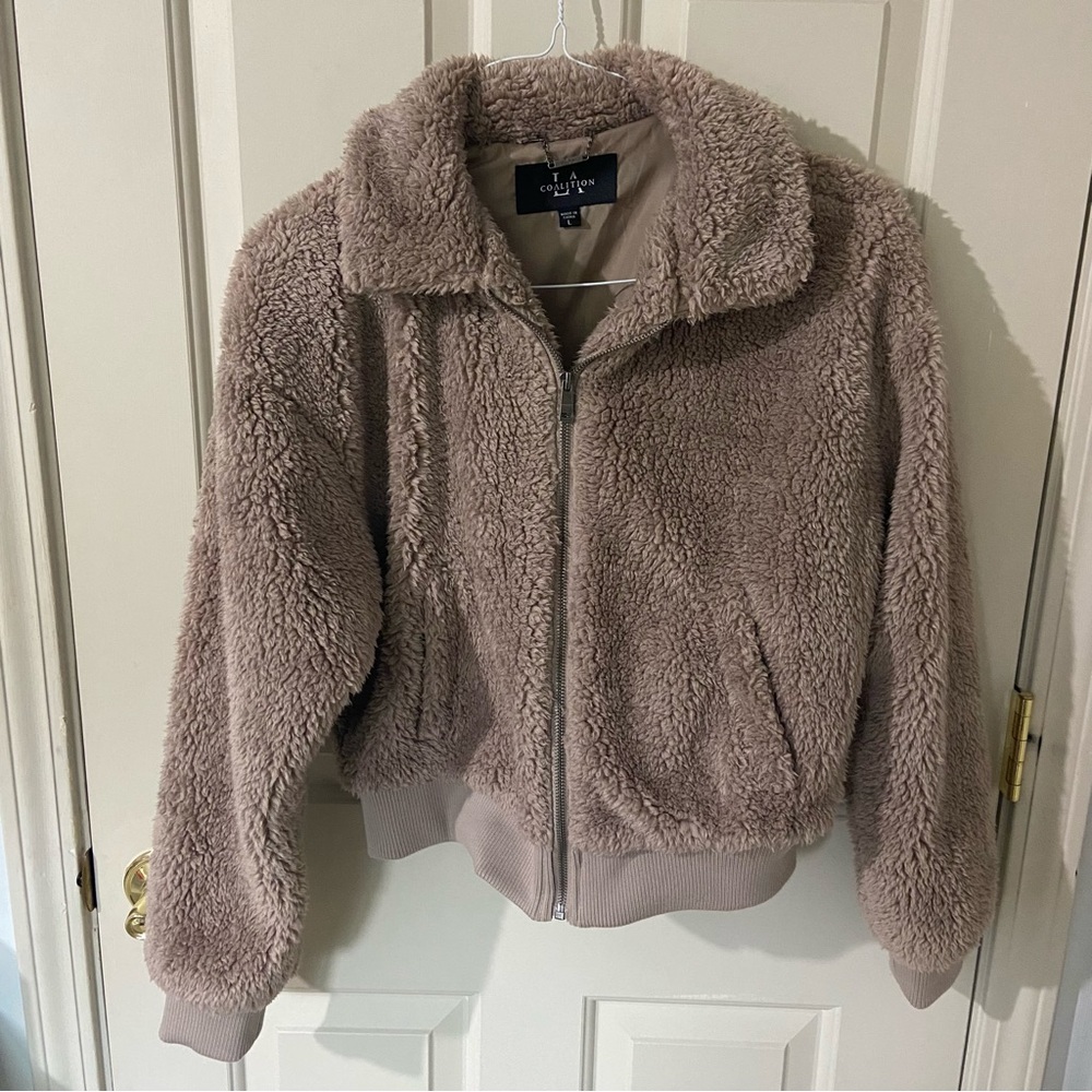 Cozy Taupe Sherpa Jacket